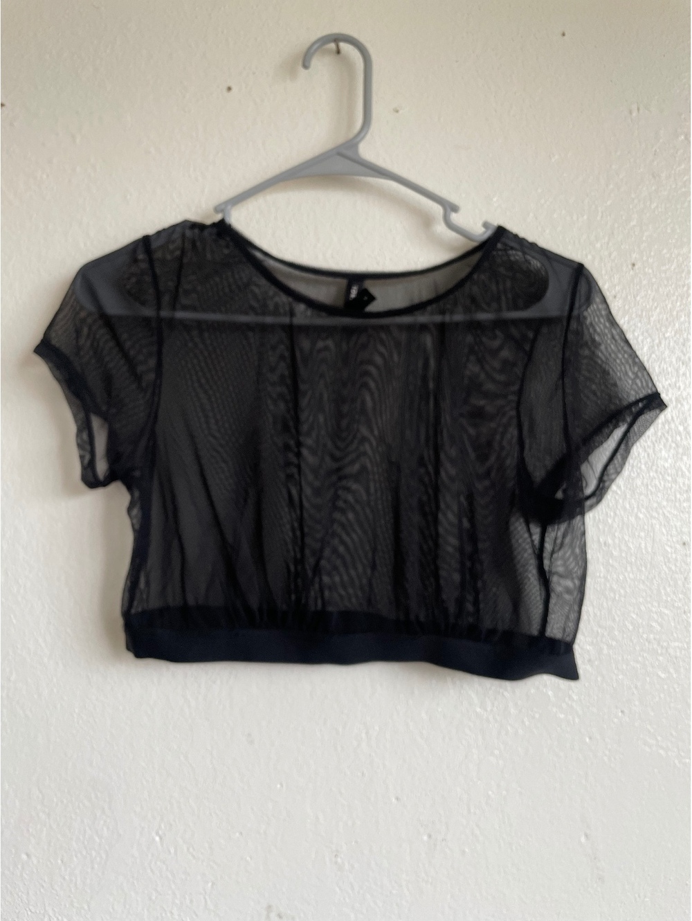 Torrid black sheer mesh crop top grunge goth layering piece size 0 or large